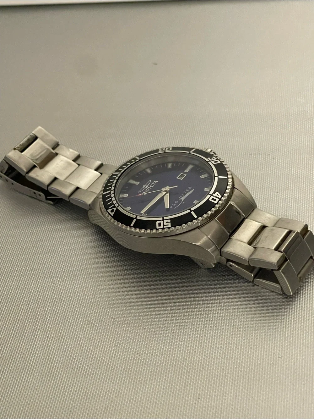Invicta Stainless Steel Pro Diver Watch , 15184 Blue Face VGC Need Battery